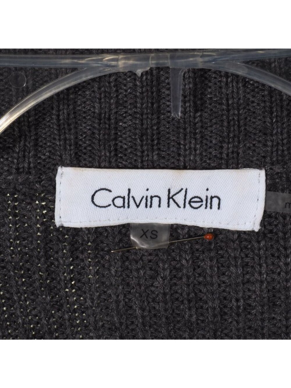 Calvin Klein Vest Faux Fur Size XS Womens Sweater Metal Closures Gray Mock Tunic - Picture 10 of 11